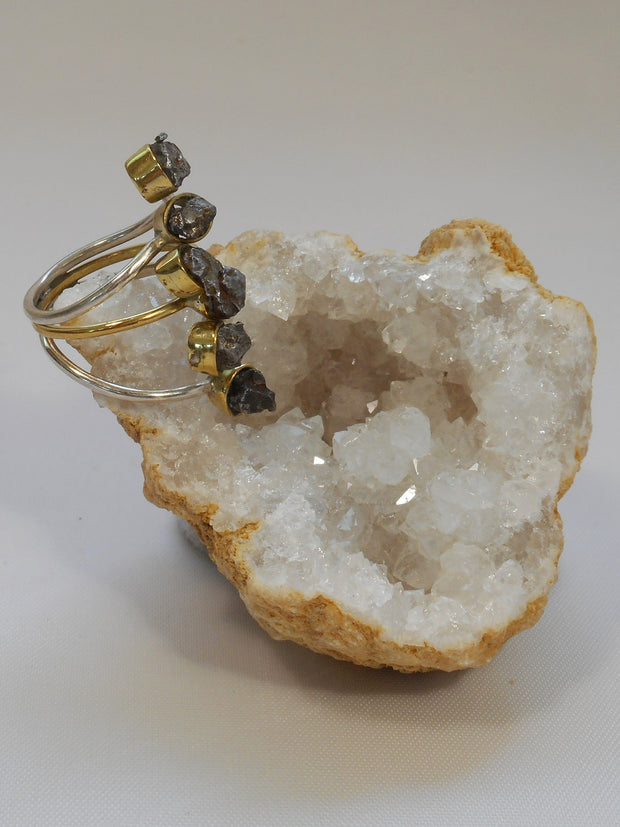 Garden Beauty Ring 12 with Meteorite, Herkimer Quartz Crystal & Smoky –  Andrea Jaye Collection
