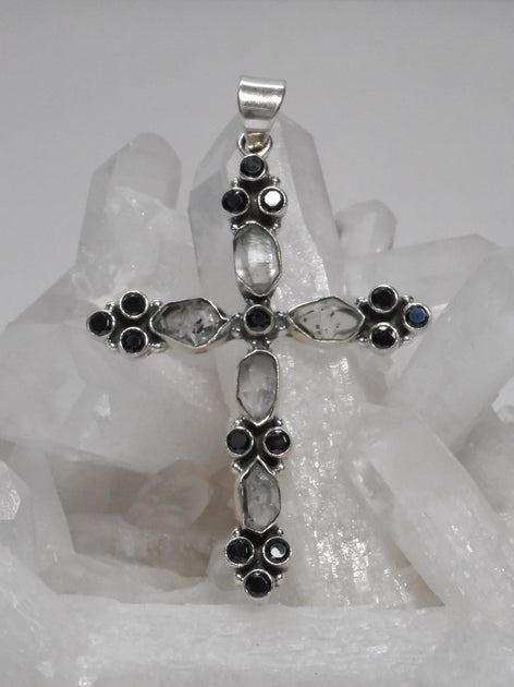 Herkimer Diamond Quartz Crystal Jewelled Cross – Andrea Jaye Collection
